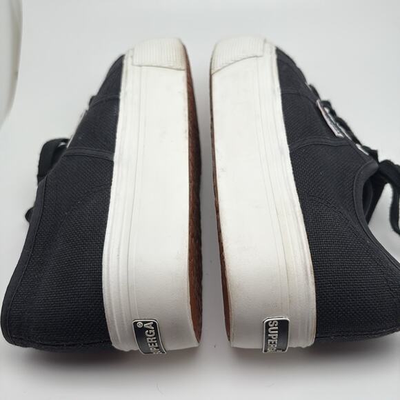 Superga Women’s / Unisex Black Canvas Platform Sneaker Size 37.5 US 5.5 - Picture 6 of 10